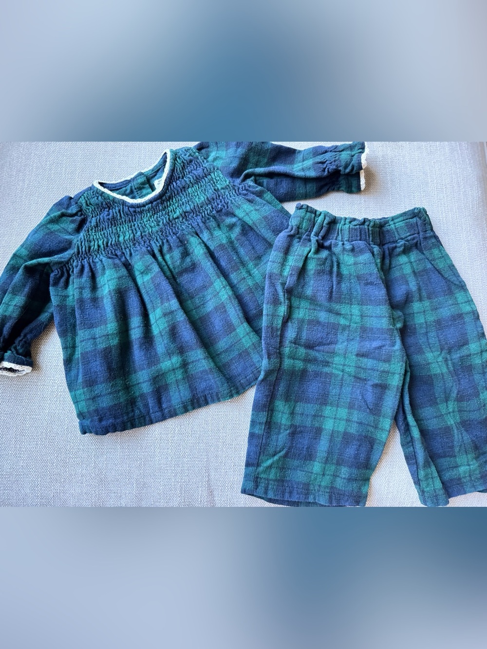 Amazon Essentials Green and Navy Plaid Set